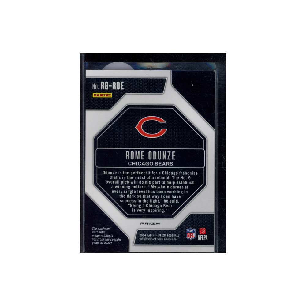 Rome Odunze 2024 Panini Prizm Football Rookie Gear Patch Green Pulsar