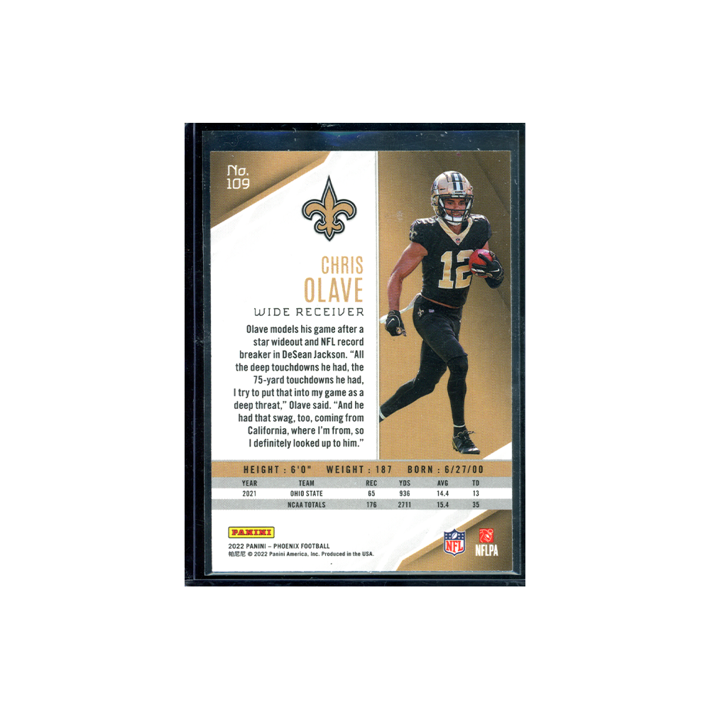 Chris Olave 2022 Panini Phoenix Football Sprinkles Rookie