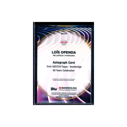 Lois Openda 2023-24 Topps 60 Years of Bundesliga Soccer Auto Gold /50