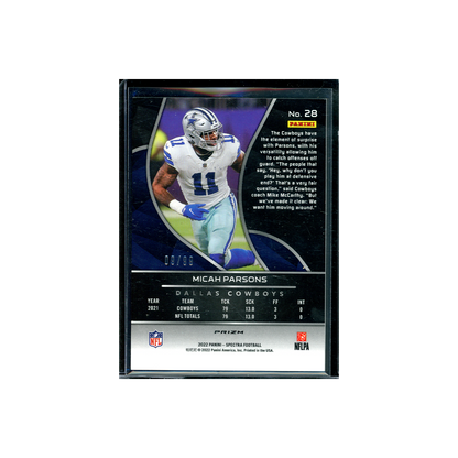 Micah Parsons 2022 Panini Spectra Football Celestial /99