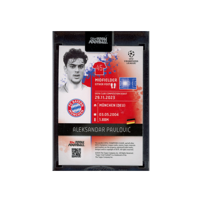 Aleksandar Pavlovic 2024 Topps Total Football Legacy Gold 1/1