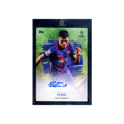 Pedri 2021-22 Topps UCL Auto Green /49