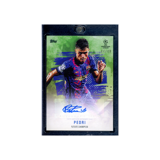 Pedri 2021-22 Topps UCL Auto Green /49