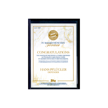 Hans Pflügler 2023-24 Topps FC Bayern München Forever Soccer Auto