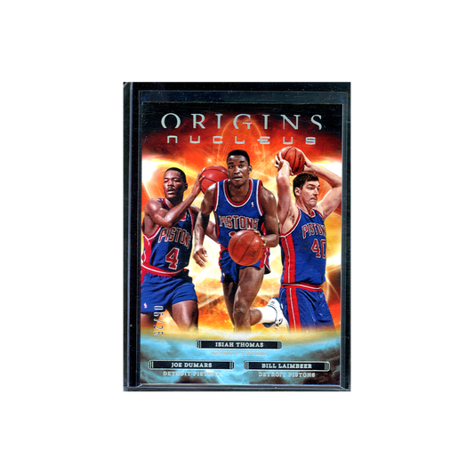 Isiah Thomas & Joe Dumars & Bill Laimbeer 2022-23 Panini Origins Basketball Pistons Nucleus /25