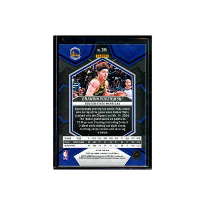 Brandin Podziemski 2023-24 Panini Mosaic Basketball Fast Break Rookie