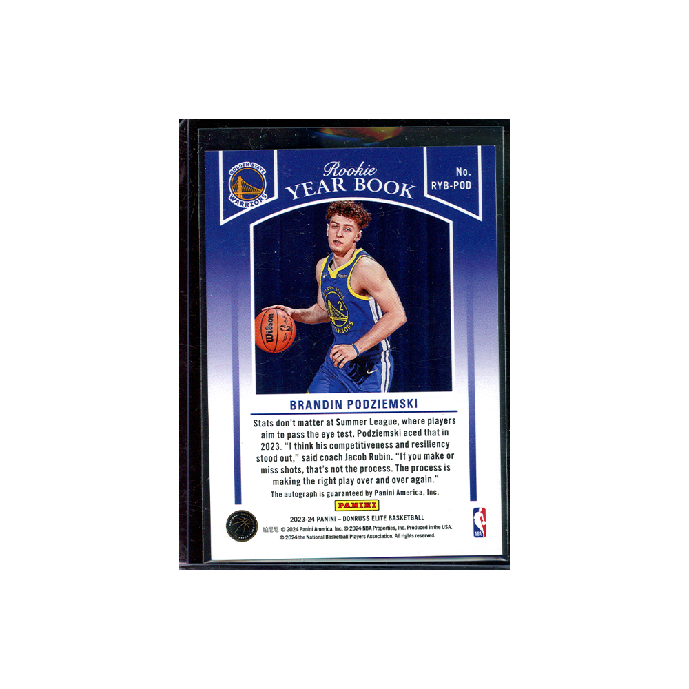 Brandin Podziemski 2023-24 Panini Donruss Elite Basketball Rookie Yearbook Auto