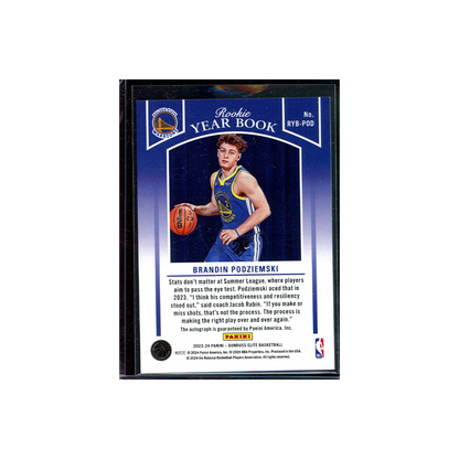 Brandin Podziemski 2023-24 Panini Donruss Elite Basketball Rookie Yearbook Auto