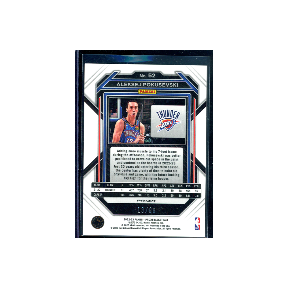 Aleksej Pokusevski 2022-23 Panini Prizm Basketball Red Choice Prizm /88