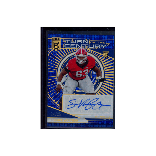 Sedrick van Pran 2024 Panini Donruss Elite Football Turn of the Century Rookie Auto Blue /25