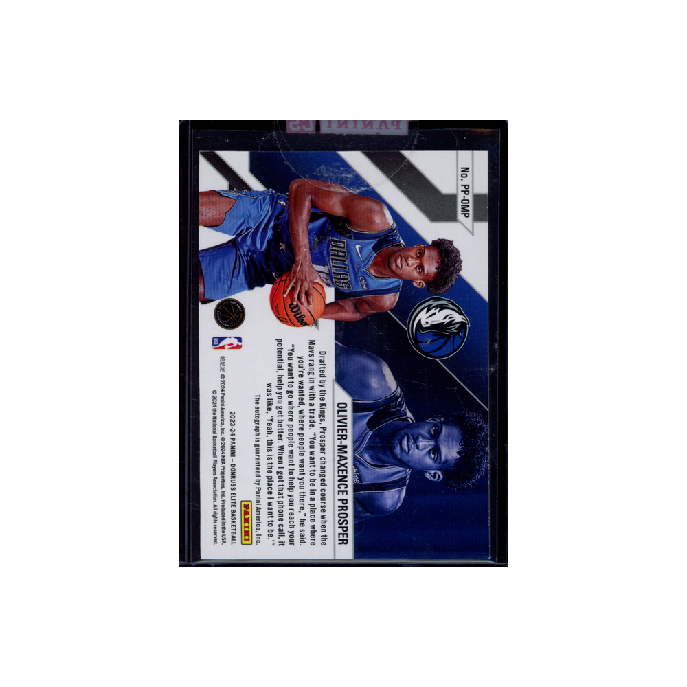 Olivier-Maxence Prosper 2023-24 Panini Donruss Elite Basketball Pen Pals Rookie Auto /25