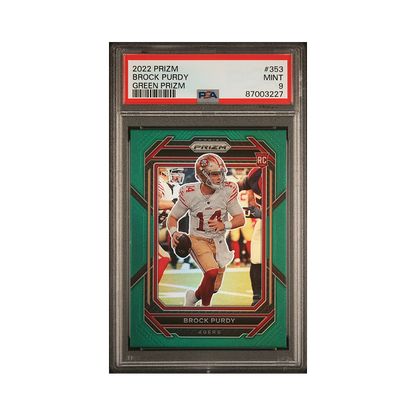 Brock Purdy 2022 Panini Prizm Football Green Prizm Rookie PSA 9