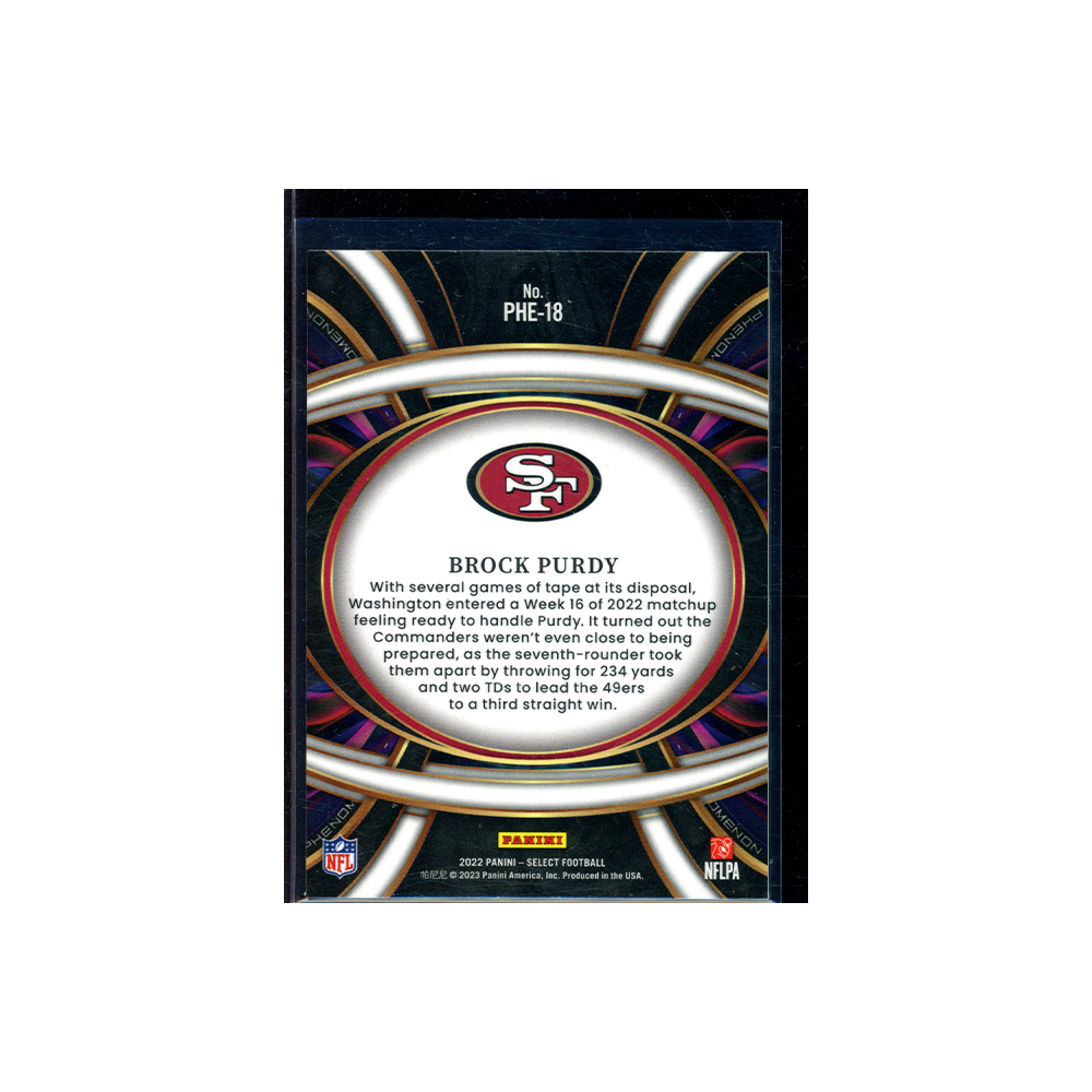 Brock Purdy 2022 Panini Select Football Phenomenon Rookie