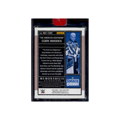 Cody Rhodes 2024 Panini Three Count WWE Patch Auto Pink /10
