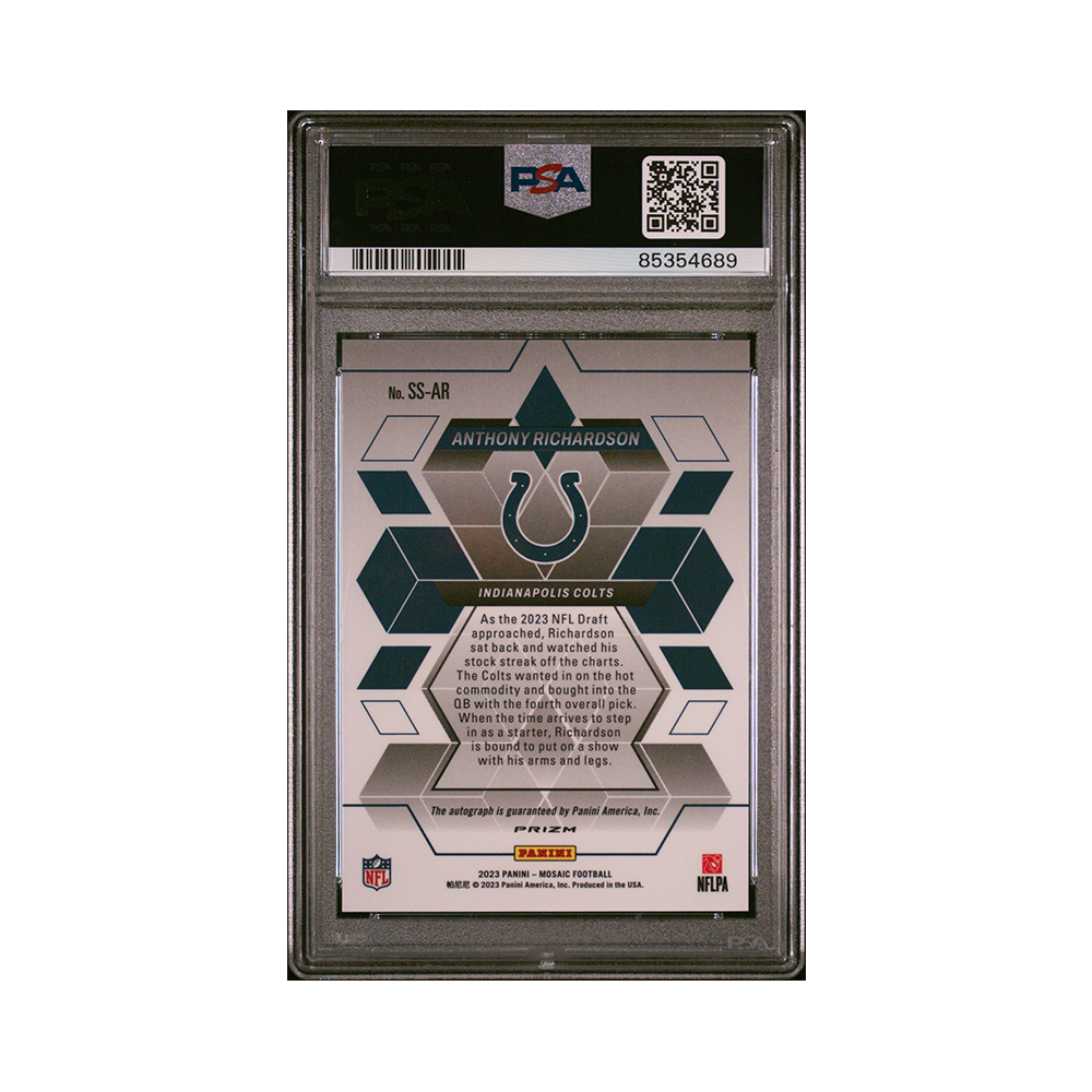 Anthony Richardson 2023 Panini Mosaic Football Showtime Signatures Auto PSA 10/10