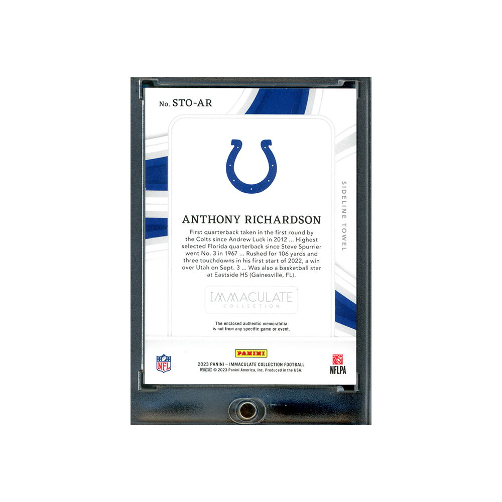 Anthony Richardson 2023 Panini Immaculate Collection Football Sideline Towel Rookie Patch /15