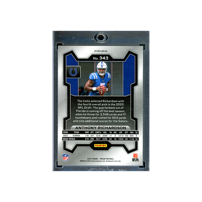 Anthony Richardson 2023 Panini Prizm Football Silver Prizm Rookie