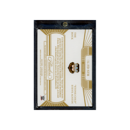 The Rock & Steve Austin 2024 Panini Flawless WWE Dual Memorabilia Gold /10