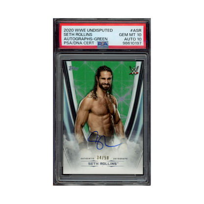 Seth Rollins 2020 WWE Undisputed Auto Green /50 PSA 10/10