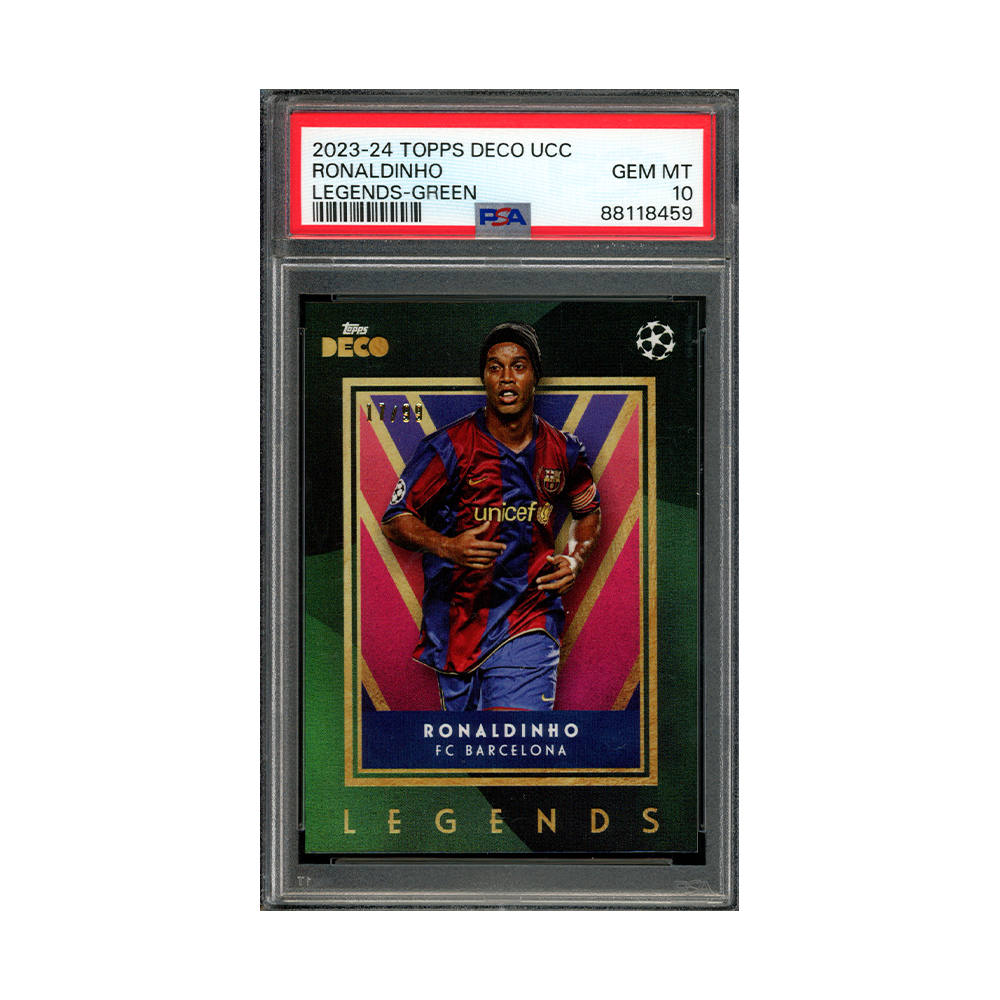 Ronaldinho 2023-24 Topps Deco UCC Legends Green /99 PSA 10