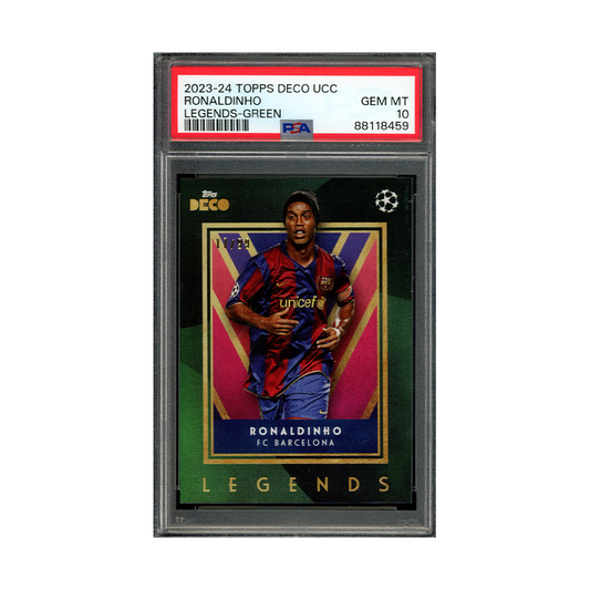 Ronaldinho 2023-24 Topps Deco UCC Legends Green /99 PSA 10