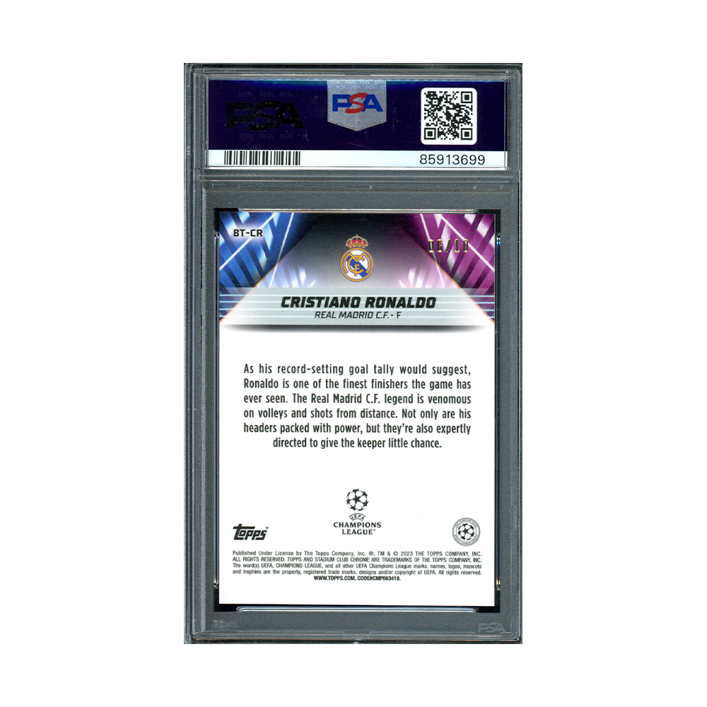 Cristiano Ronaldo 2022-23 Stadium Club Chrome UCC Beam Team Black /10 PSA 10