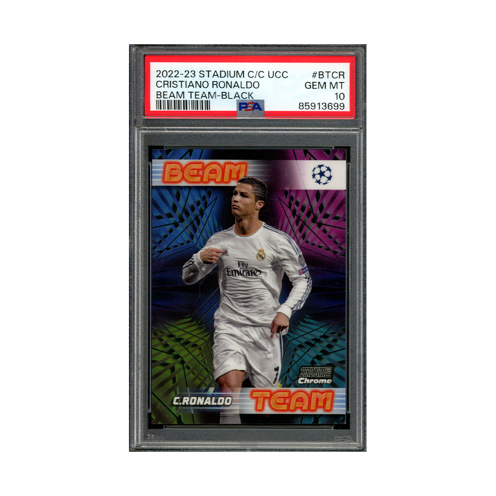 Cristiano Ronaldo 2022-23 Stadium Club Chrome UCC Beam Team Black /10 PSA 10