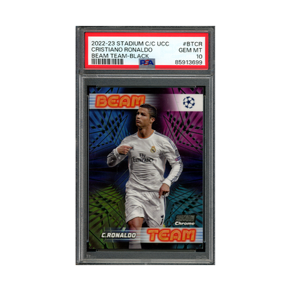 Cristiano Ronaldo 2022-23 Stadium Club Chrome UCC Beam Team Black /10 PSA 10