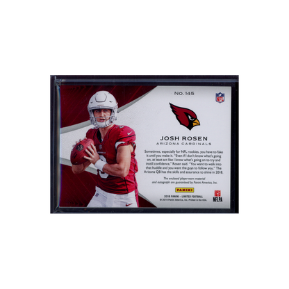 Josh Rosen 2018 Panini Limited Football Rookie Patch On-Card Auto /125