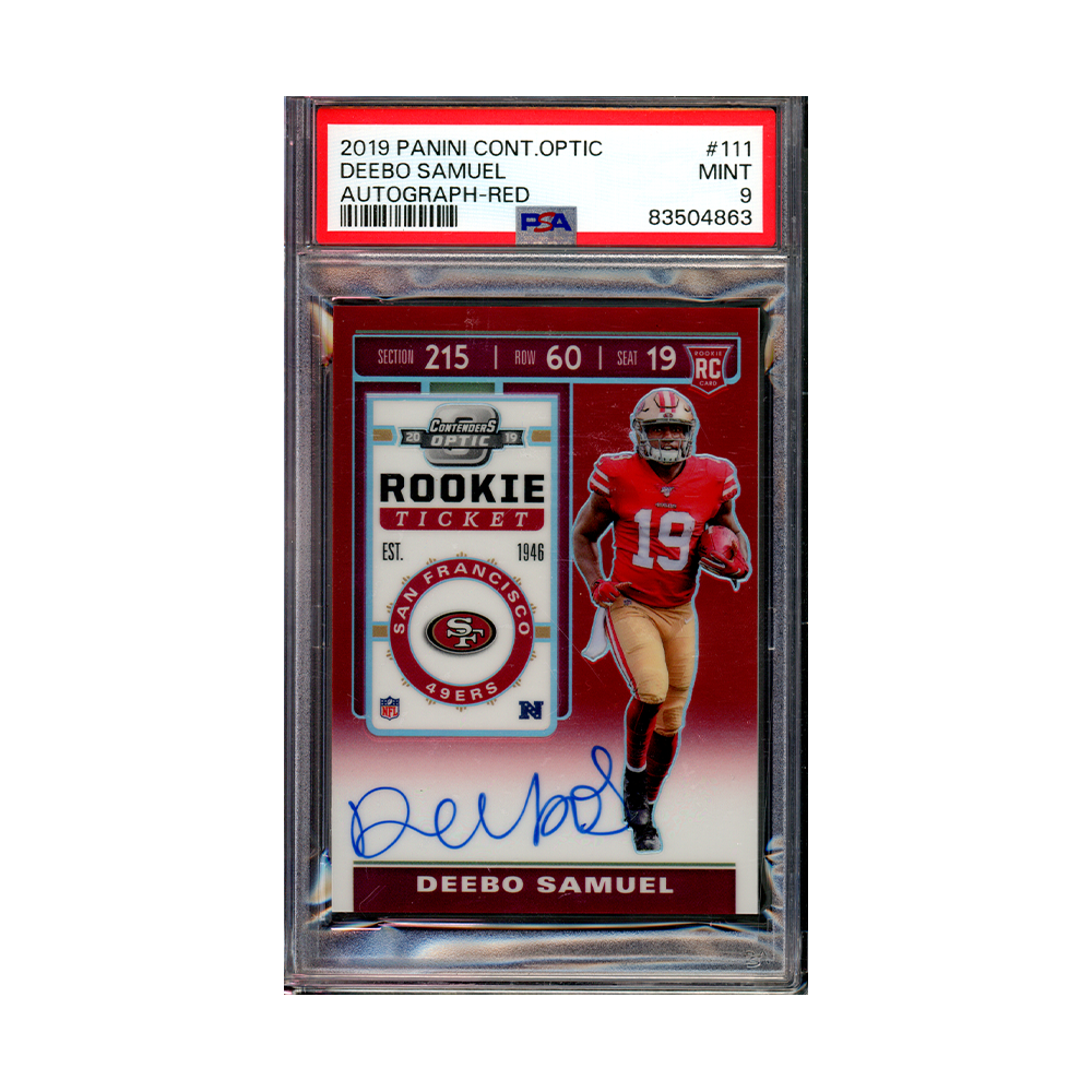 Deebo Samuel 2019 Panini Contenders Optic Rookie Auto Red /199 PSA 9