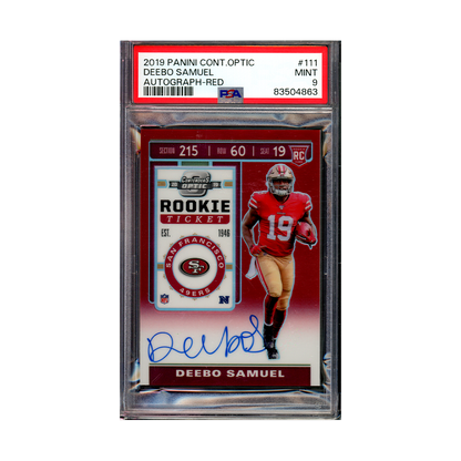 Deebo Samuel 2019 Panini Contenders Optic Rookie Auto Red /199 PSA 9