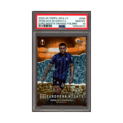 Gianluca Scamacca 2023-24 Topps Uefa CC Euro Nights Orange /25 PSA 10