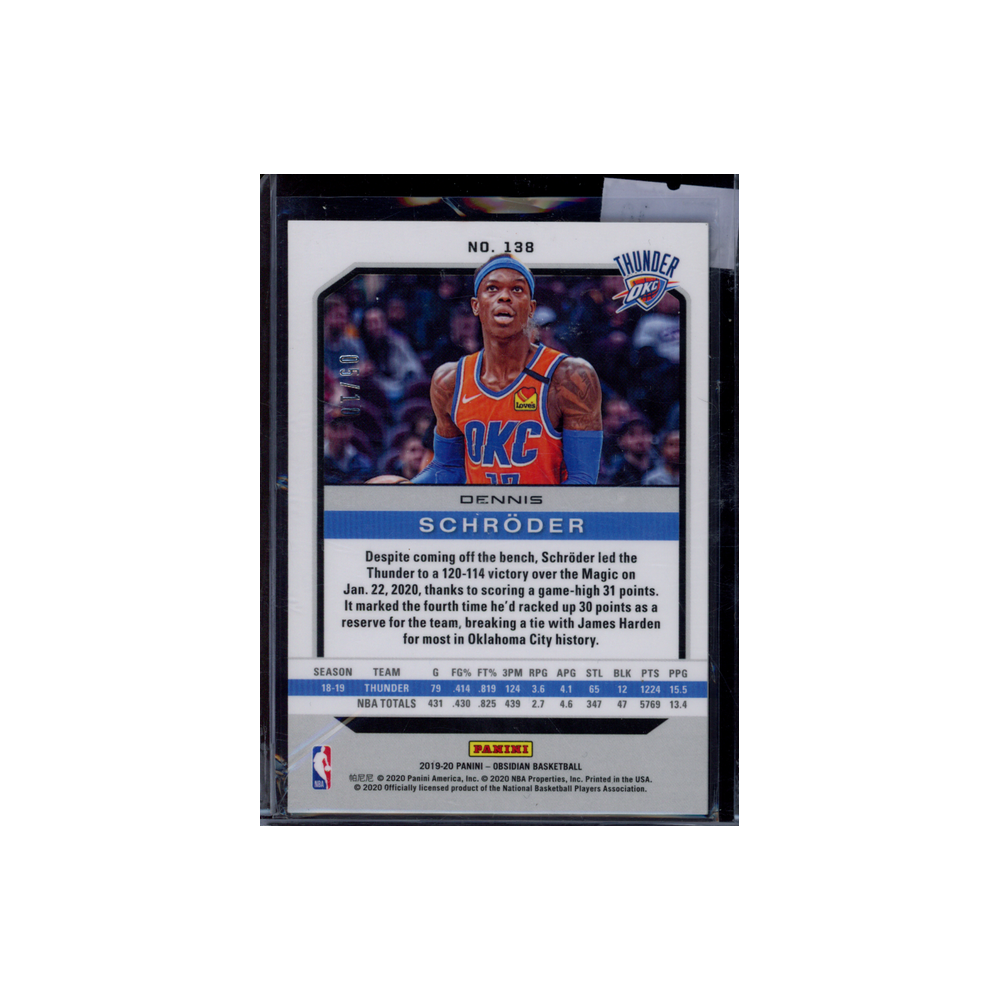Dennis Schröder 2019-20 Panini Obsidian Basketball Electric Etch Yellow /10