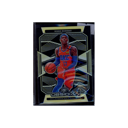 Dennis Schröder 2019-20 Panini Obsidian Basketball Electric Etch Yellow /10