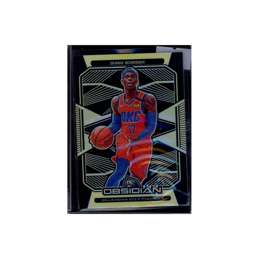 Dennis Schröder 2019-20 Panini Obsidian Basketball Electric Etch Yellow /10