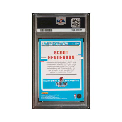 Scoot Henderson 2023-24 Panini Donruss Basketball Rated Rookie Black Choice 1/1 PSA