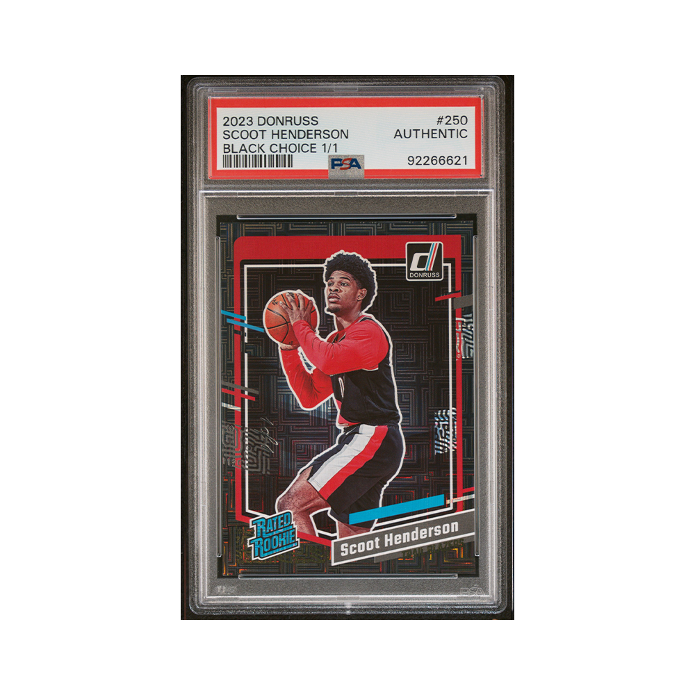 Scoot Henderson 2023-24 Panini Donruss Basketball Rated Rookie Black Choice 1/1 PSA