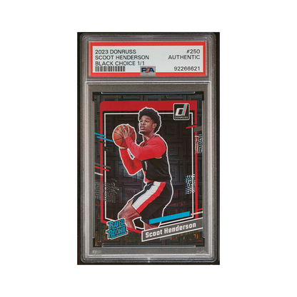 Scoot Henderson 2023-24 Panini Donruss Basketball Rated Rookie Black Choice 1/1 PSA