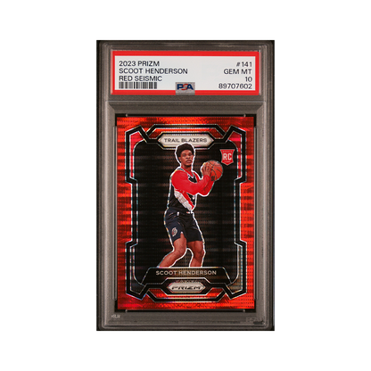 Scoot Henderson 2023-24 Panini Prizm Basketball Red Seismic Prizm Rookie /299 PSA 10