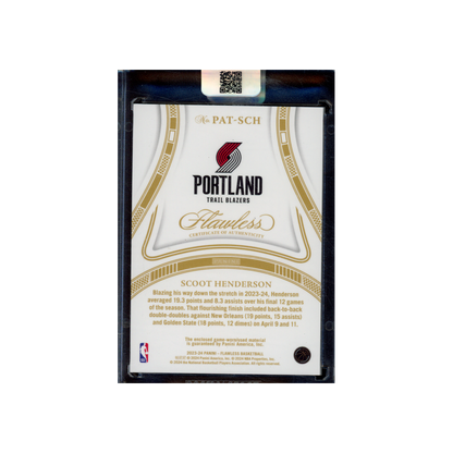 Scoot Henderson 2023-24 Panini Flawless Basketball Rookie Patch /20