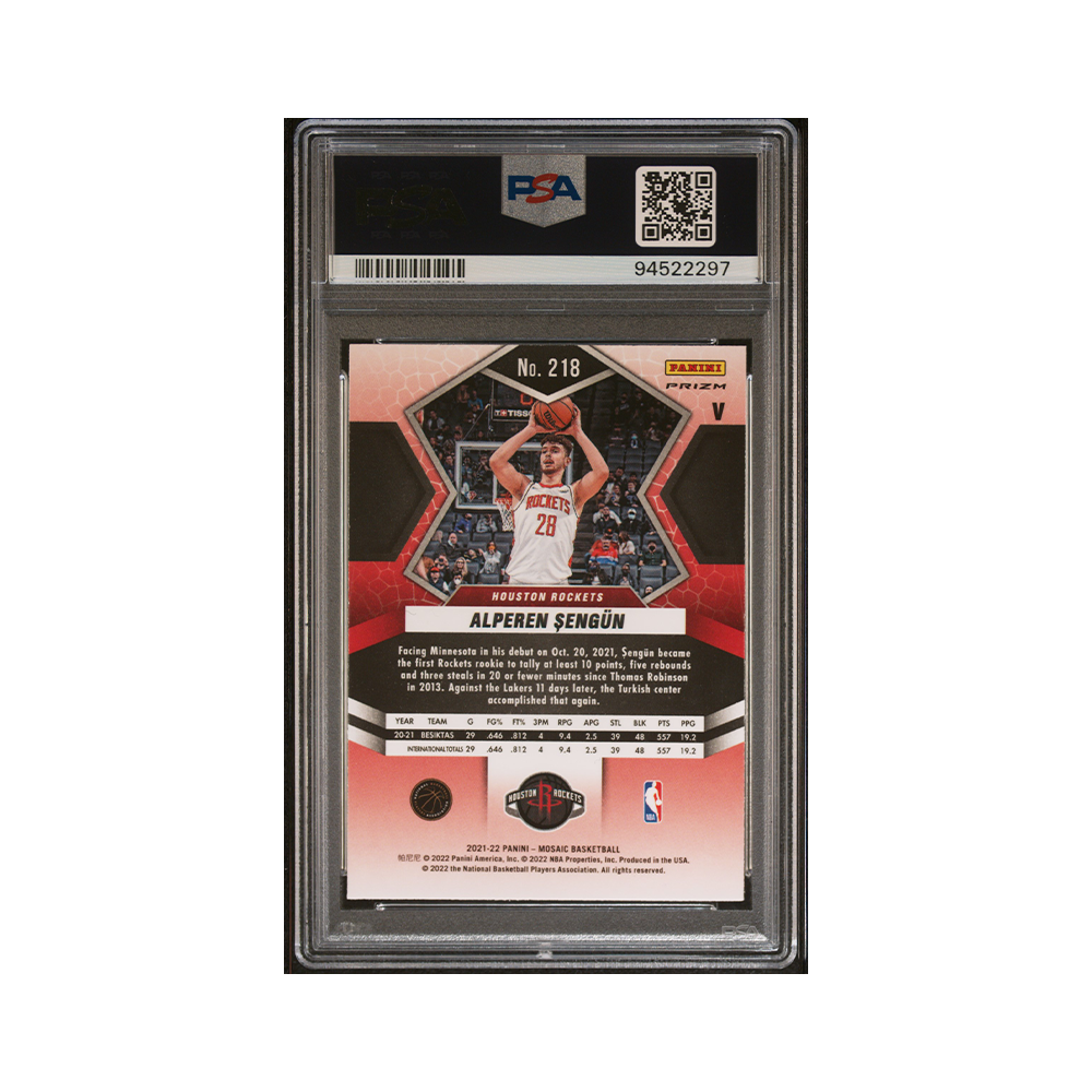 Alperen Sengun 2021-22 Panini Mosaic Basketball Variation Fast Break Rookie PSA 10