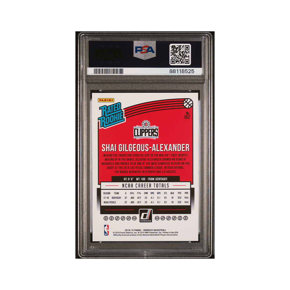 Shai Gilgeous-Alexander 2018-19 Panini Donruss Basketball Rated Rookie PSA 10