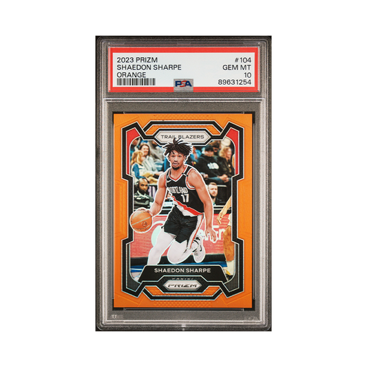 Shaedon Sharpe 2023-24 Panini Prizm Basketball Orange Primz /49 PSA 10