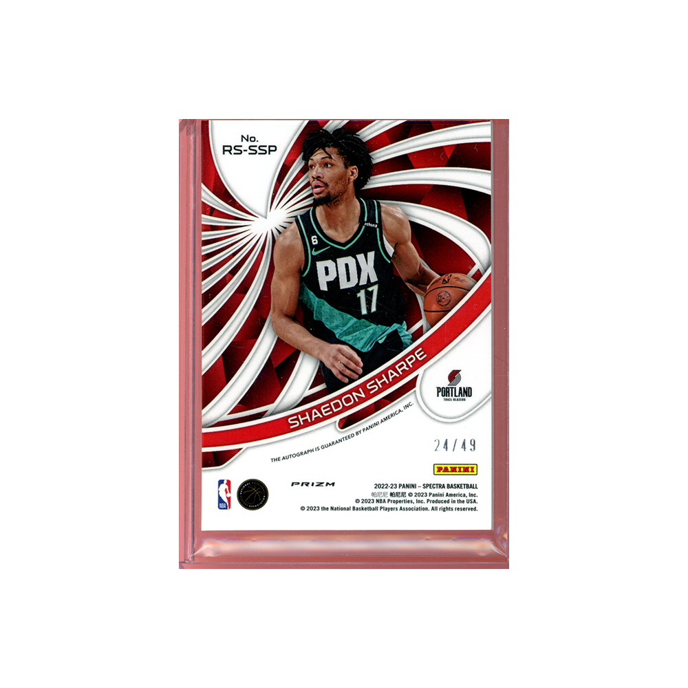 Shaedon Sharpe 2022-23 Panini Spectra Basketball Radiant Rookie Auto /49