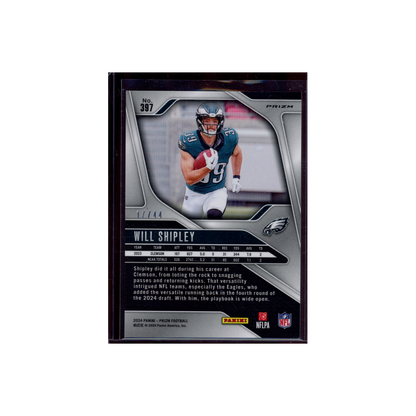 Will Shipley 2024 Panini Prizm Football Red Yellow International Rookie /44
