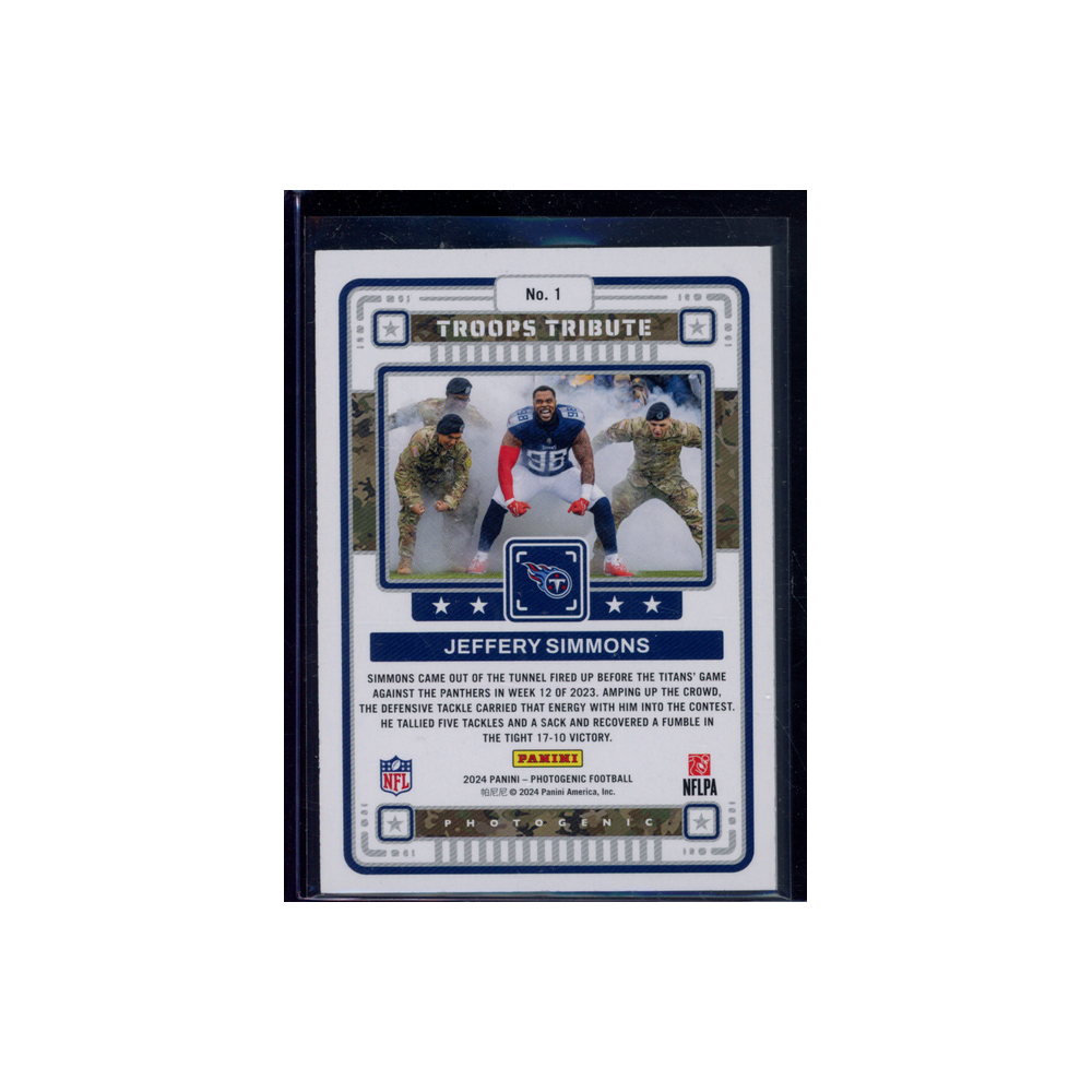 Jeffery Simmons 2024 Panini Photogenic Football Troops Tribute /150