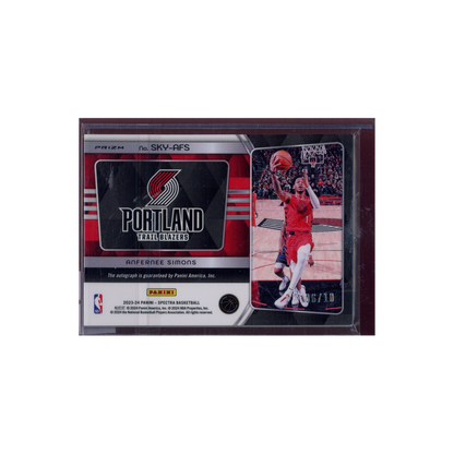 Anfernee Simons 2023-24 Panini Spectra Basketball Sky-High Auto International /10