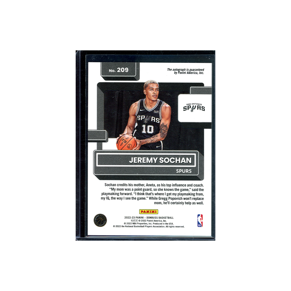 Jeremy Sochan 2022-23 Panini Donruss Basketball Rated Rookie Auto Choice