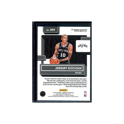 Jeremy Sochan 2022-23 Panini Donruss Basketball Rated Rookie Auto Choice