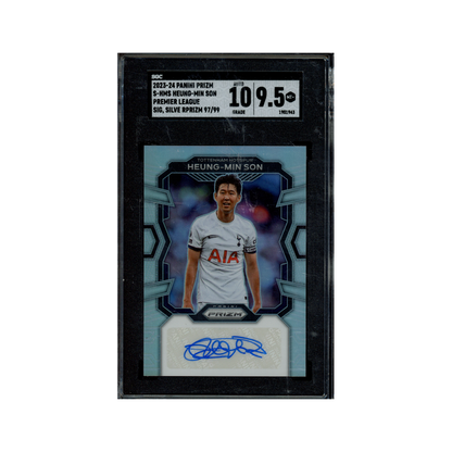 Heung-Min Son 2023-24 Panini Prizm Premier League Soccer Silver Prizm Auto /99 SGC 9.5/10